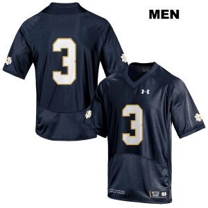 Notre Dame Fighting Irish Men's Houston Griffith #3 Navy Under Armour No Name Authentic Stitched College NCAA Football Jersey GHC8899YG